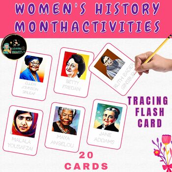 Preview of Woman's History Month Tracing Flash Card, Kindergarten Activities