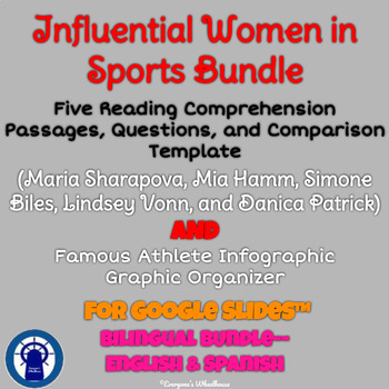 Preview of Women Athletes Readings, Infographic, & More Bilingual Bundle for Google Slides™
