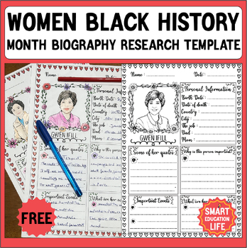 Preview of Women Black History Month Biography Research Template