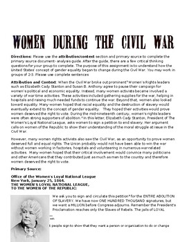 Preview of Women During the Civil War