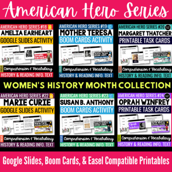 Preview of Women Heroes Bundle Boom Cards, Google Slides, & Easel Compatible Printables