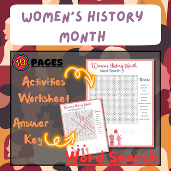Preview of Women History Month Activities Word Search Puzzles Worksheets