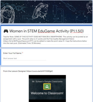 Preview of Women In STEM LinkLesson® - Online Blended Distance Remote Learning