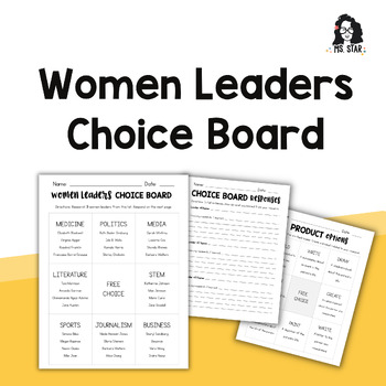 Preview of Women Leaders | March Choice Board | Women's History Month