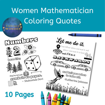 Preview of Women Mathematician Quotes Coloring Sheets | Famous Mathematician Coloring Sheet