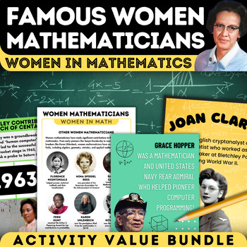 Preview of Women Mathematicians Women's History Value Bundle | Women in Math Activities