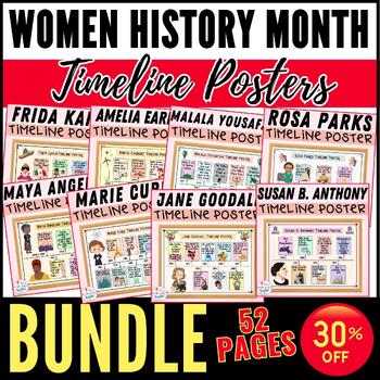 Preview of Women Who Changed the World Inspiring Timeline Posters for Back To School Bundle