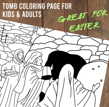 Preview of Women at the Tomb Easter Coloring Page for Adults and Kids