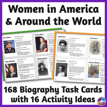 Preview of Women in America & Around the World BUNDLE: Biography Task Cards with Activities