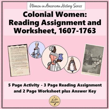 Preview of Women in Colonial America:  Reading Assignment and Worksheet *Women's History*