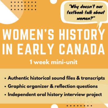Preview of Women in Early Canada 1 Week Mini-Unit