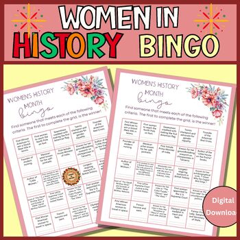 Preview of Women in History Bingo Game | Womens History Month Activities | School Games....