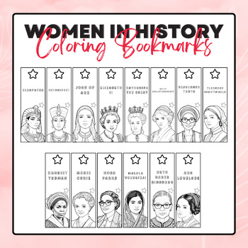 Preview of Women in History Coloring Bookmarks | Women's History Month Activities