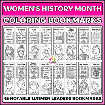 Preview of Women in History Coloring Bookmarks | Women's History Month Coloring Bookmarks