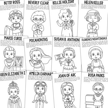 Women in History Biography Coloring Page Crafts, Women's ...