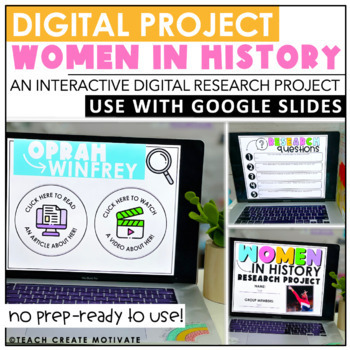 Preview of Women in History Digital Research Project Women's History Month - Reading Skills