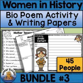 Preview of Women in History Month Biography Poem Activity Writing Papers BUNDLE