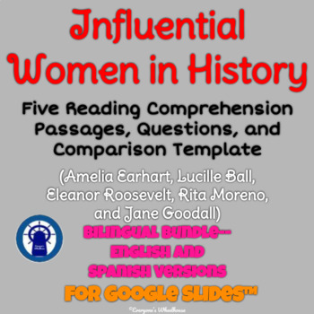 Preview of Women in History Readings, Questions, & More Bilingual Bundle for Google Slides™