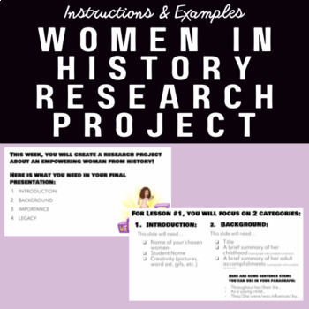 Preview of Women in History Research Project (Instructions & Examples)