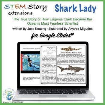 Preview of Women in History Shark Lady STEM Story Extensions for Use with Google Slides™