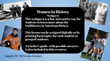 Preview of Women in History/Webquest