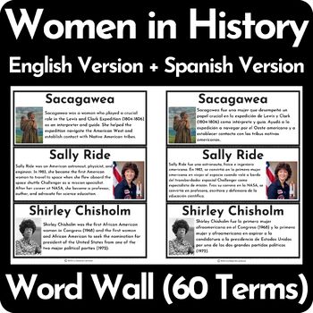 Preview of Women in History Word Wall - ENGLISH and SPANISH