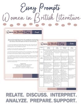 Preview of Women in Literature Essay Prompts and Rubric