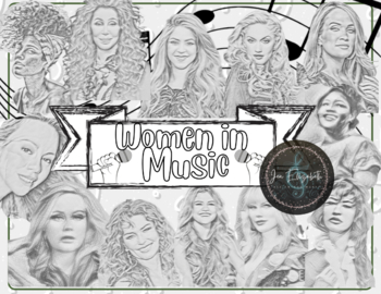 Preview of Women in Music Coloring Book- Set of 17 artists