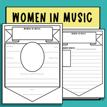 Preview of Women in Music Research Pennants - Women's History Month Music Lessons Activity