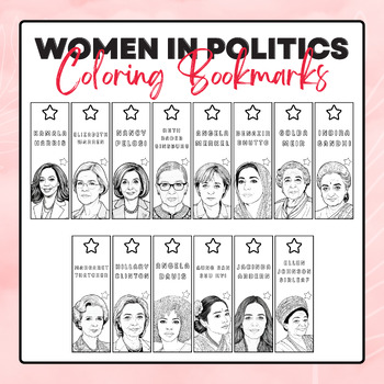 Preview of Women in Politics Coloring Bookmarks | Women's History Month Bookmarks