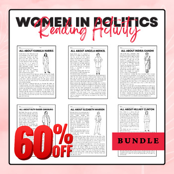 Preview of Women in Politics Reading Activity Pack Bundle | Women's History Month Activitie