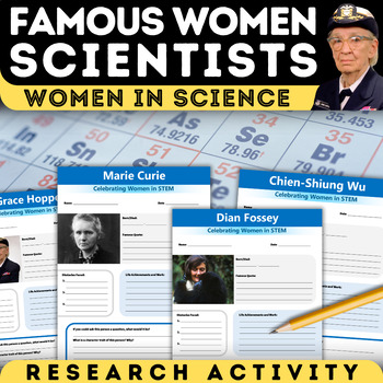 Preview of Women in STEM Scientist Biography Research Poster Project Women's History Month