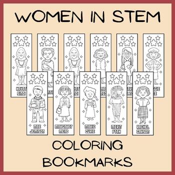 Preview of Women in STEM Coloring Bookmarks | Women's History Month Bookmarks To Color