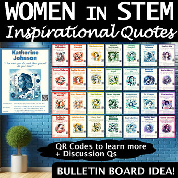 Preview of Women in STEM Inspirational Quotes Posters | Science Math Bulletin Board Decor