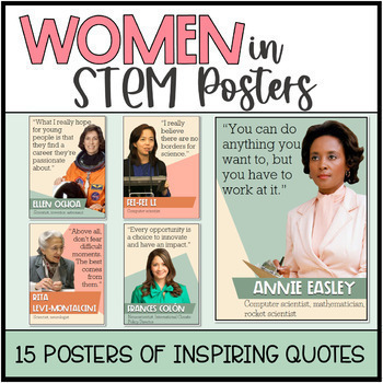 Preview of Women in STEM Posters Inspiring Quotes Women's History Month Posters