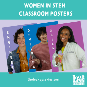 Preview of Women in STEM STEAM Classroom Posters (Diverse + Modern)