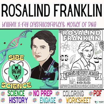 Preview of Women in STEM Science Coloring Page for Women's History Month, Rosalind Franklin