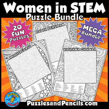 Preview of Women in STEM Word Search Puzzle MEGA BUNDLE | 20 Wordsearch Puzzles