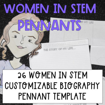 Preview of Women in STEM biography pennant for bulletin boards
