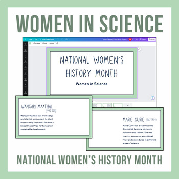 Preview of Women in Science - National Women's History Month on Canva