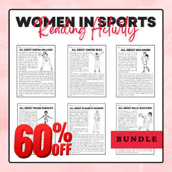 Preview of Women in Sports Reading Activity Pack Bundle | Women's History Month Activities