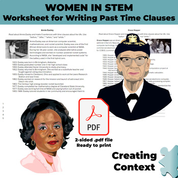 Preview of Women in STEM: Worksheet for Writing Past Time Clauses