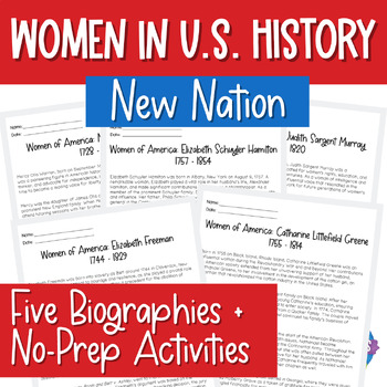 Preview of Women in US History | A New Nation Reading Activities Bundle