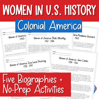 Preview of Women in US History | Colonial America Reading Activities Bundle