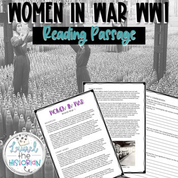 Preview of Women in War Evidence-based Close Reading Passage 