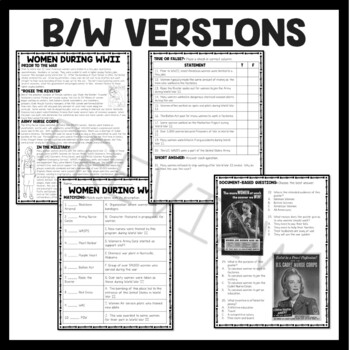 Download Women in World War II Reading Comprehension Worksheet Rosie the Riveter