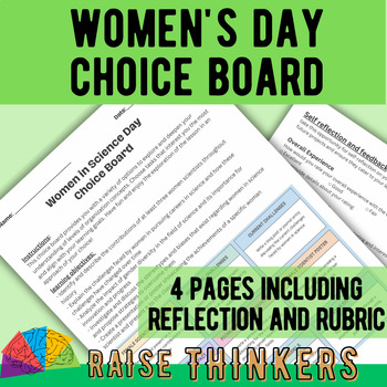 Preview of Women in science day Choice Board Middle School Science differentiated project