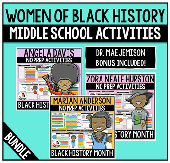 Preview of Women of Black History Month Bundle | Middle School