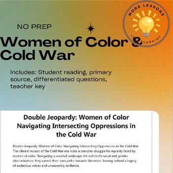 Preview of Women of Color & Cold War Oppression: 1 Reading Comprehension Worksheet