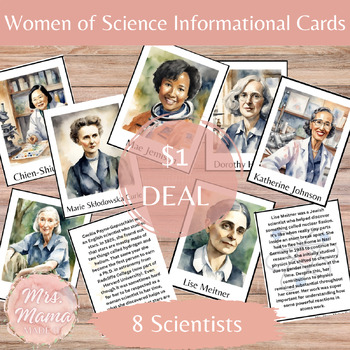 Preview of Women of Science Informational Flash Cards to Celebrate Women in Science Day